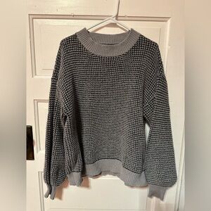 Gray waffle knit sweater
